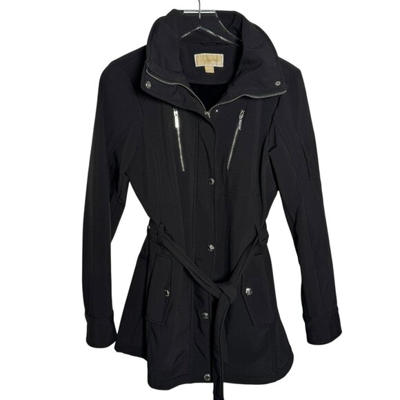 Michael Kors Belted Rain Trench Coat lined hood size Medium - Picture 1 of 8